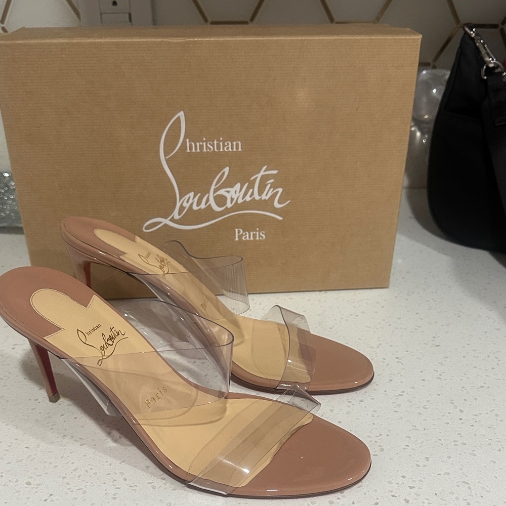 Christian Louboutin Clear and Tan Heels - Picture 4 of 6